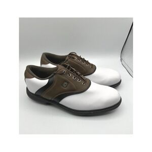 FootJoy Saddle Golf Shoes Spiked Mens 9.5 White Brown 45330 Classic Country Club